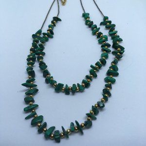 Gold tone over 925 silver malachite necklace
